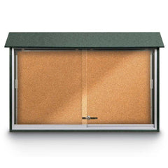 Enclosed Cork Bulletin Board: 45" Wide, 30" High, Cork, Natural Tan