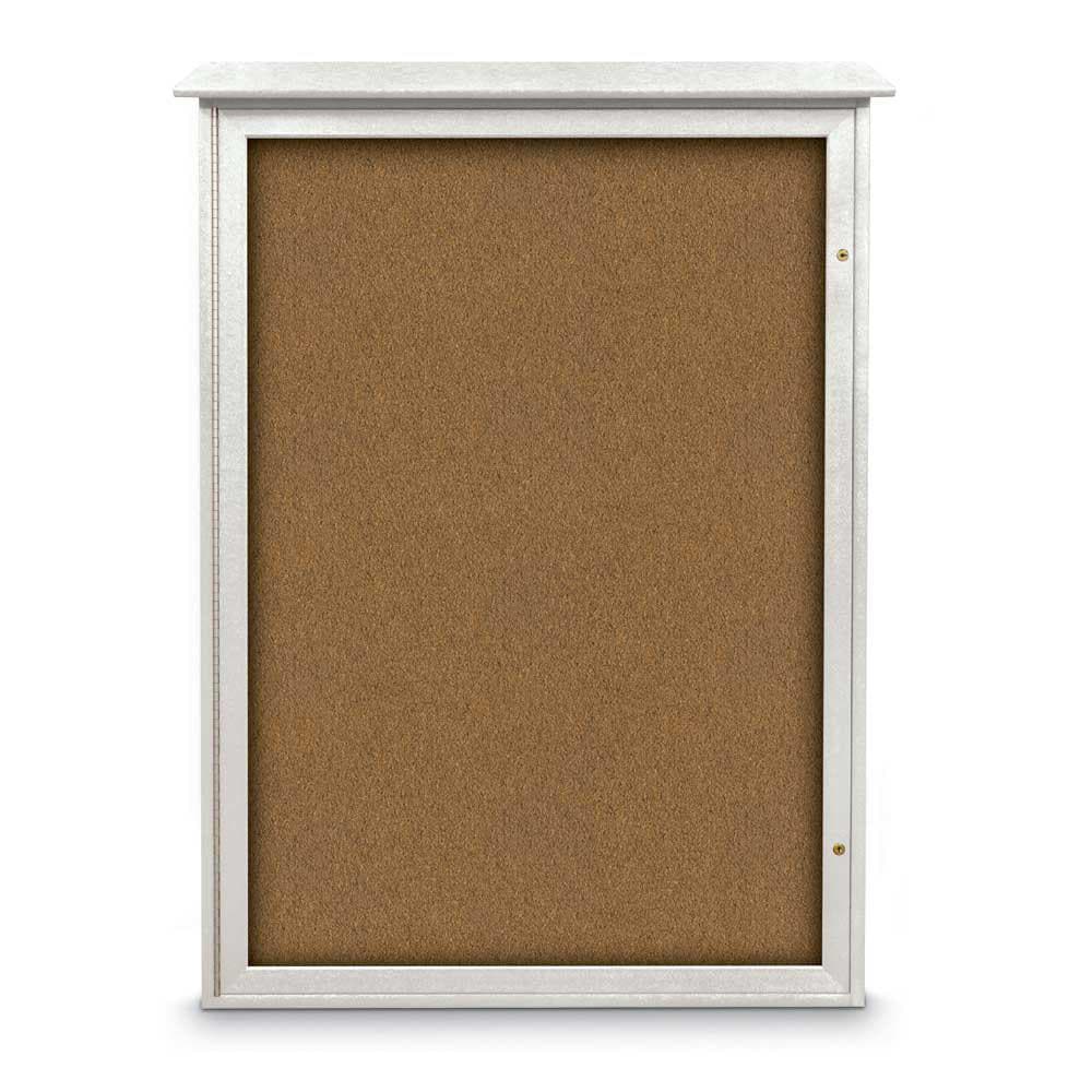 Enclosed Bulletin Board: 54" Wide, 38" High, Cork, Tan