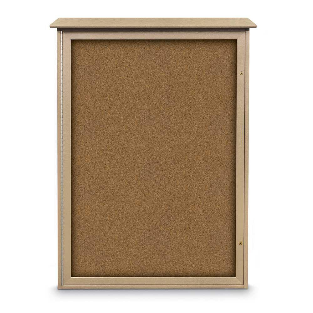 Enclosed Bulletin Board: 54" Wide, 38" High, Cork, Tan