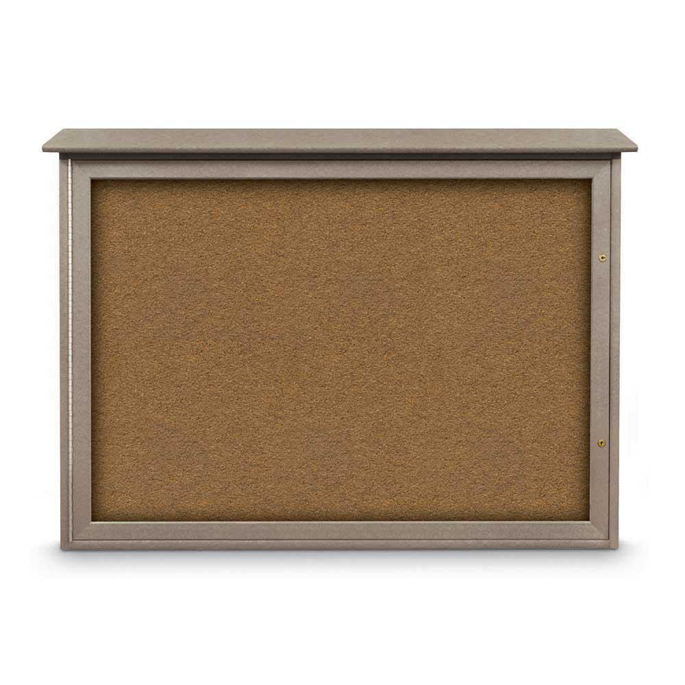 Enclosed Bulletin Board: 48" Wide, 36" High, Cork, Tan