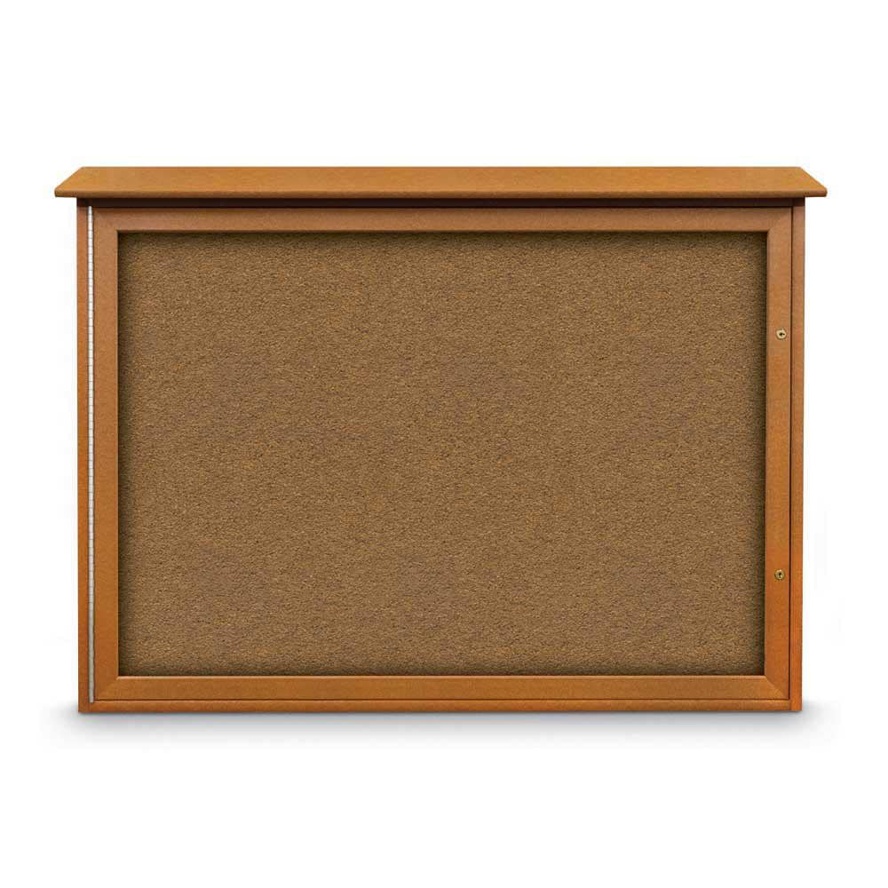 Enclosed Bulletin Board: 48" Wide, 36" High, Cork, Tan