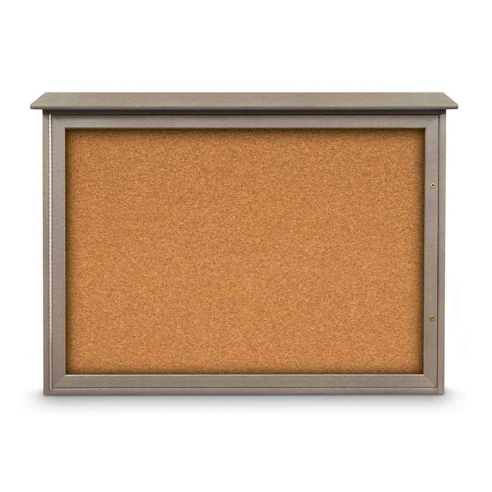 Enclosed Cork Bulletin Board: 48" Wide, 36" High, Cork, Natural Tan