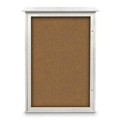 Enclosed Bulletin Board: 48" Wide, 32" High, Cork, Tan