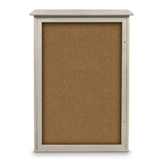 Enclosed Bulletin Board: 48" Wide, 32" High, Cork, Tan