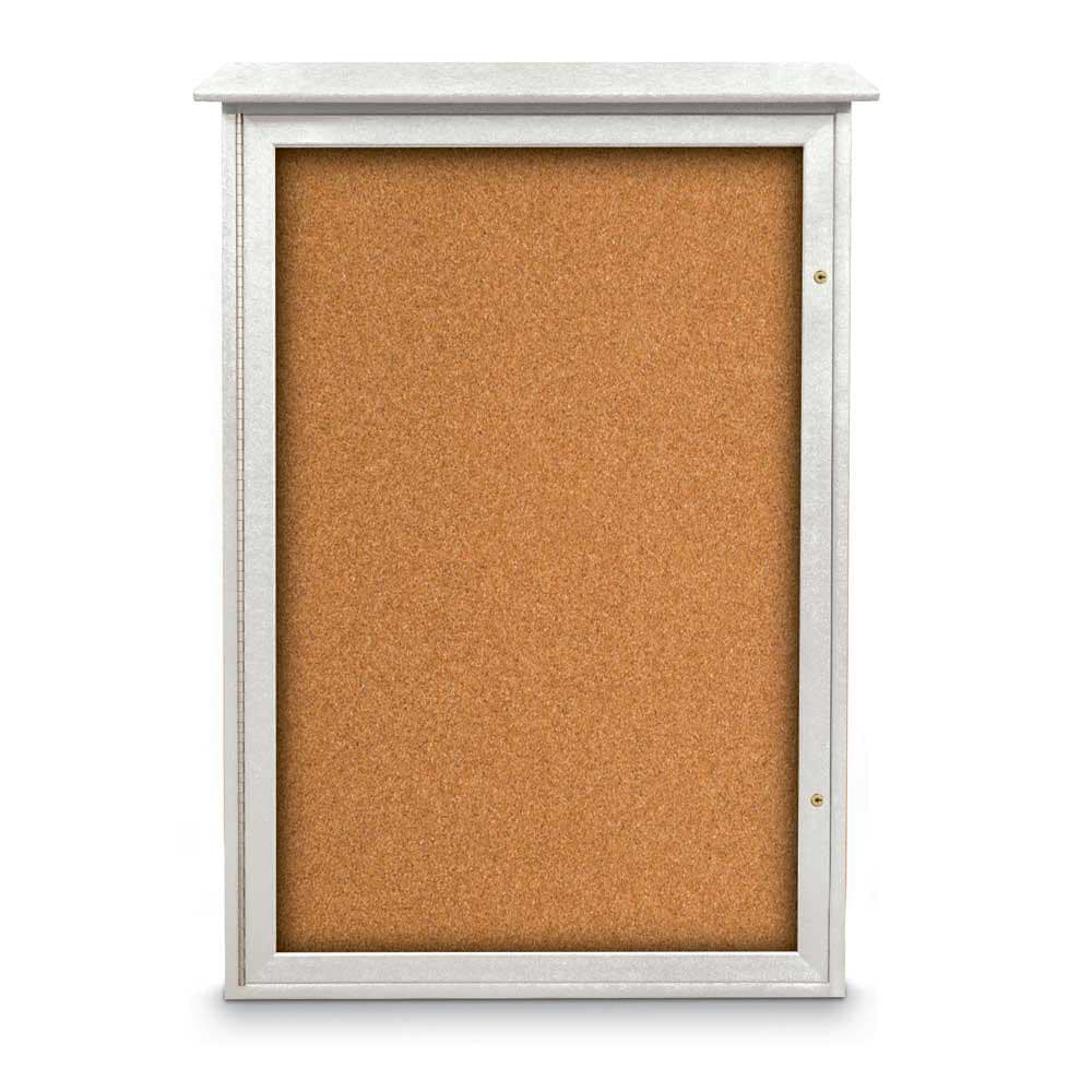 Enclosed Cork Bulletin Board: 48" Wide, 32" High, Cork, Natural Tan