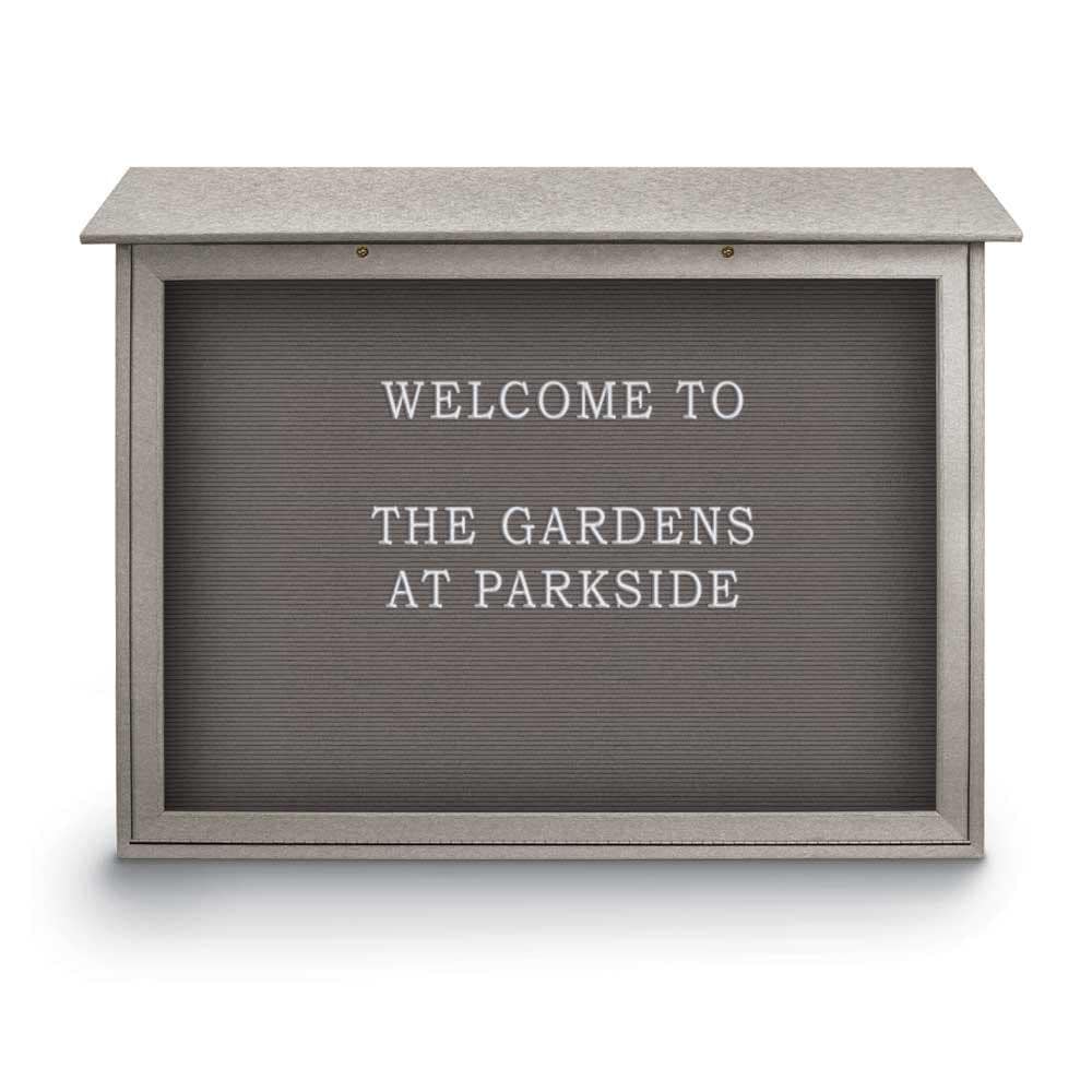 Enclosed Letter Board: 45" Wide, 36" High, Fabric, Gray