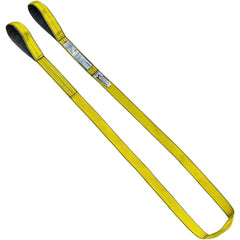 Flat Eye & Eye, Type 3 Web Sling: 4' Long, 4" Wide, 11500 lb Vertical Capacity, Nylon