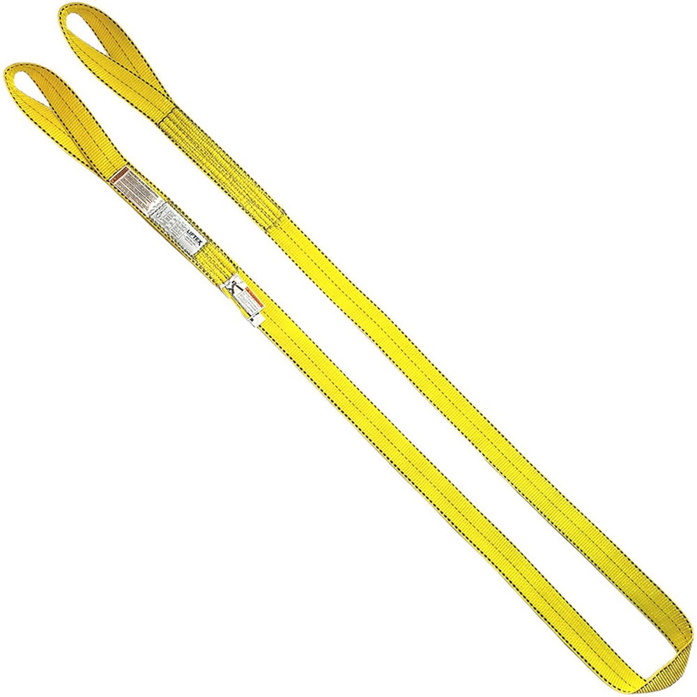 Twisted Eye & Eye, Type 4 Web Sling: 3' Long, 4" Wide, 6400 lb Vertical Capacity, Polyester