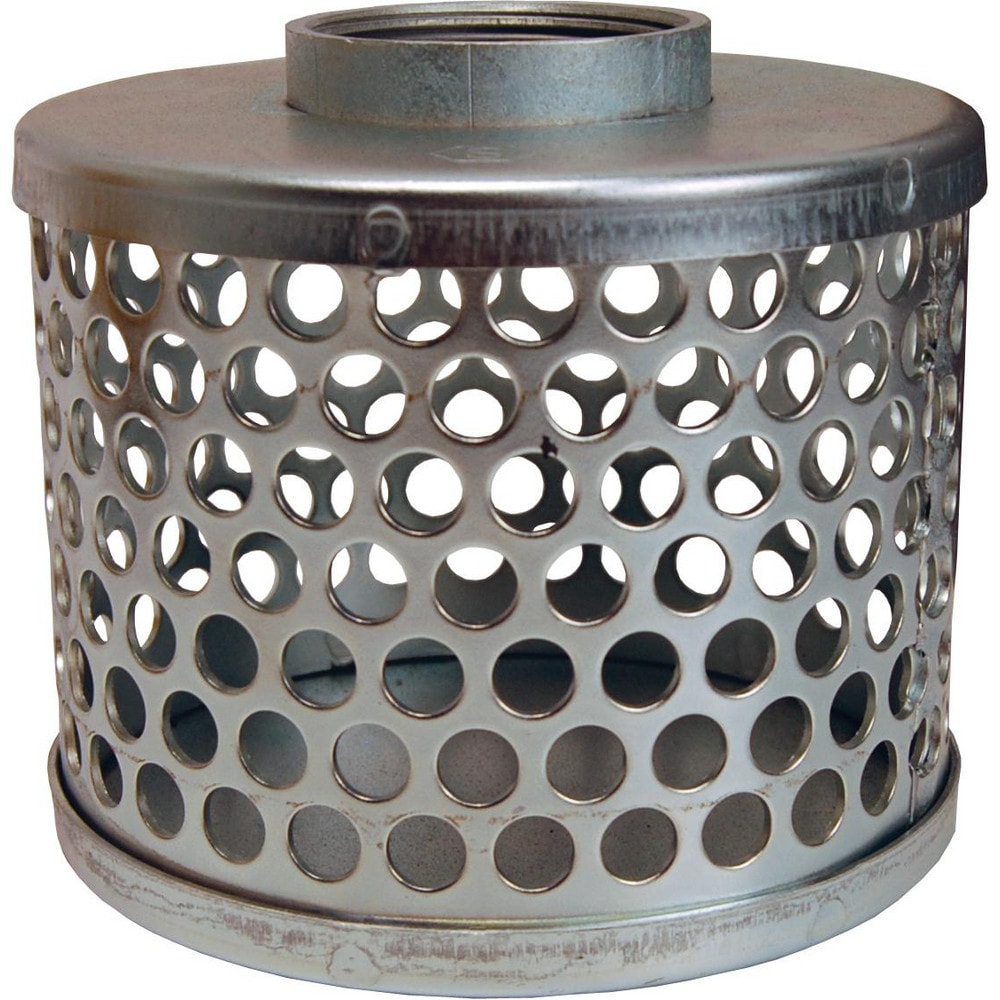 Strainers, Skimmers & Foot Valves; Product Type: Round Hole Strainer; Pipe Size: 6; Material: Zinc-Plated Steel; Hose Size: 6 in; Lead Free: No; Overall Height: 4.41 in; Overall Diameter: 4.875