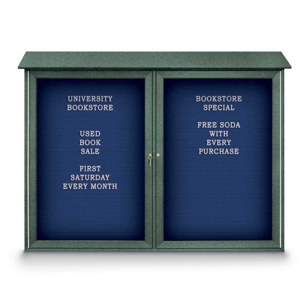 Enclosed Letter Board: 52" Wide, 40" High, Laminate, Blue