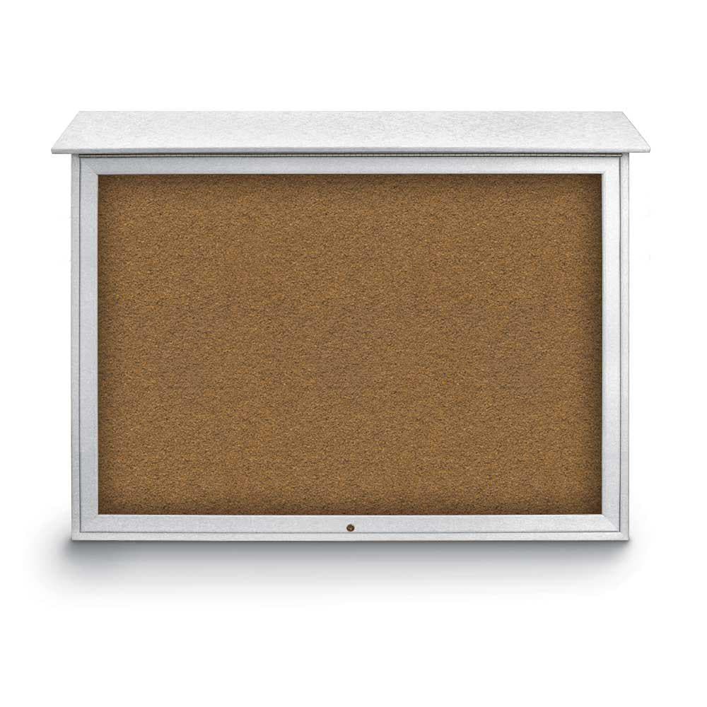 Enclosed Bulletin Board: 52" Wide, 40" High, Cork, Tan