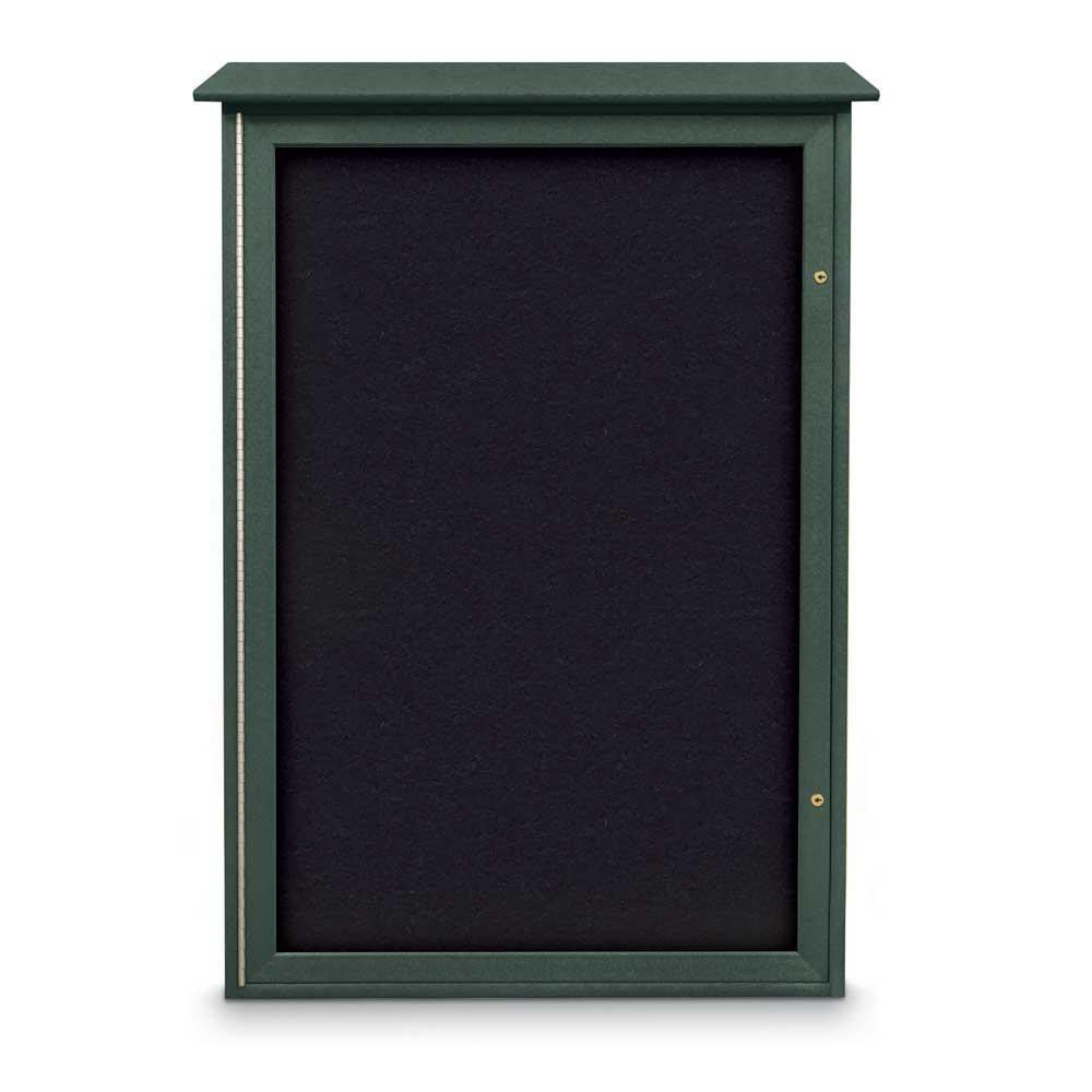 Enclosed Recycled Rubber Bulletin Board: 48" Wide, 32" High, Rubber, Black