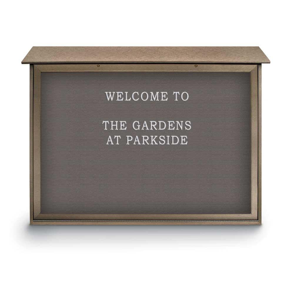 Enclosed Letter Board: 52" Wide, 40" High, Fabric, Gray