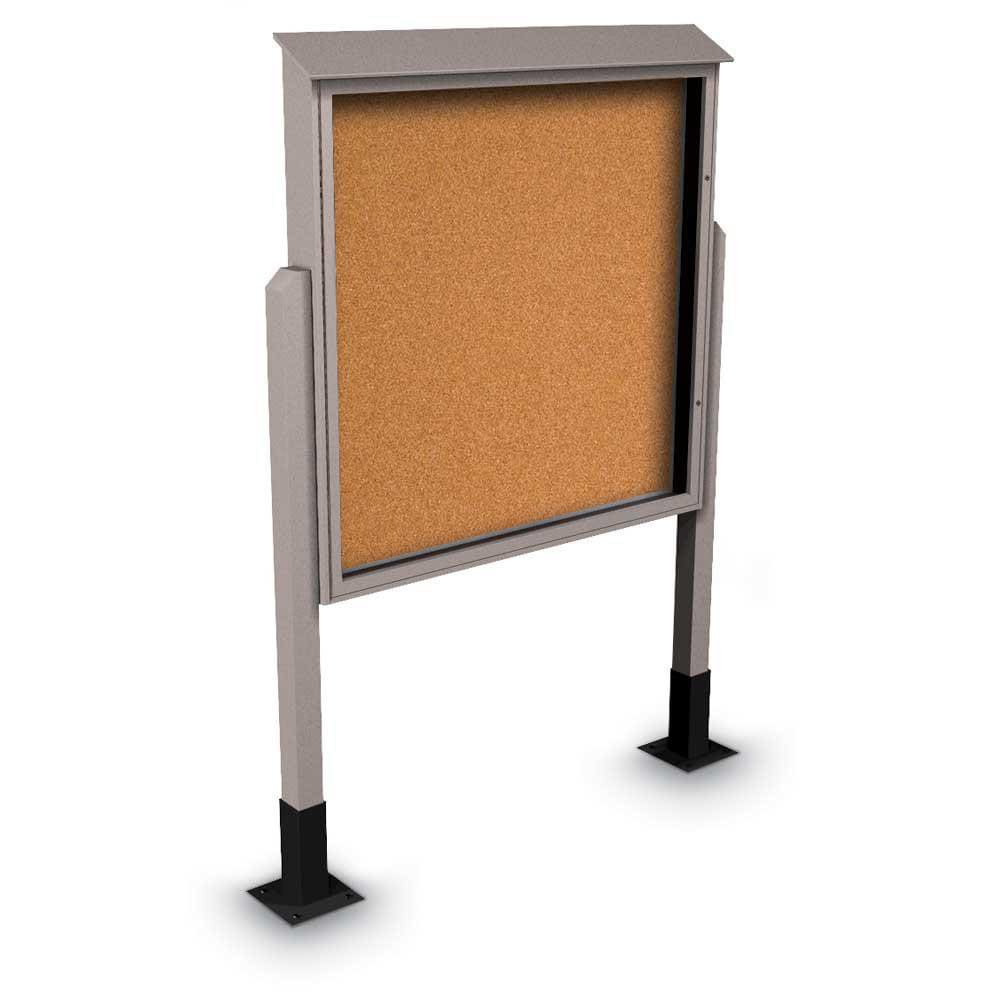 Enclosed Bulletin Board: 60" Wide, 60" High, Cork, Tan