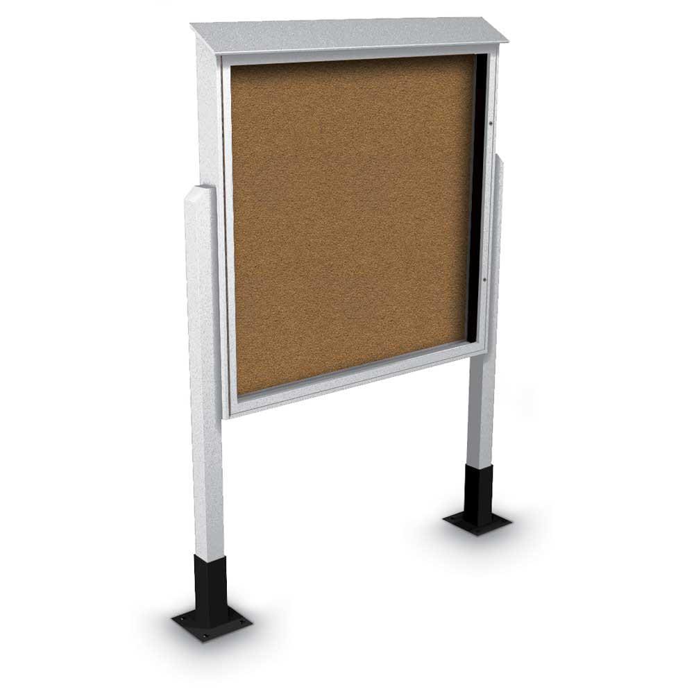 Enclosed Bulletin Board: 60" Wide, 60" High, Cork, Tan