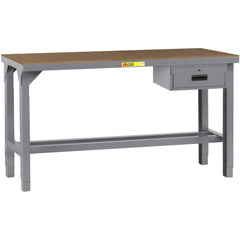 Heavy-Duty Use Workbench: 48" Wide, 24" Deep, 27 to 41" High, Powder Coated, Hardboard/Steel Top, Gray