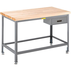 Work Table: 36" Wide, 24" Deep, 32 to 35" High, Powder Coated, Wood Top, Gray