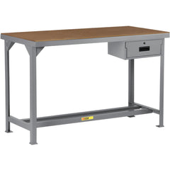 Heavy-Duty Use Workbench: 48" Wide, 24" Deep, 36" High, Powder Coated, Hardboard/Steel Top, Gray