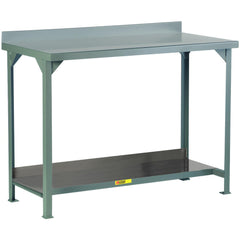 Work Bench: 60" Wide, 36" High, Powder Coated, 12 Gauge Steel Top, Steel Base, Gray