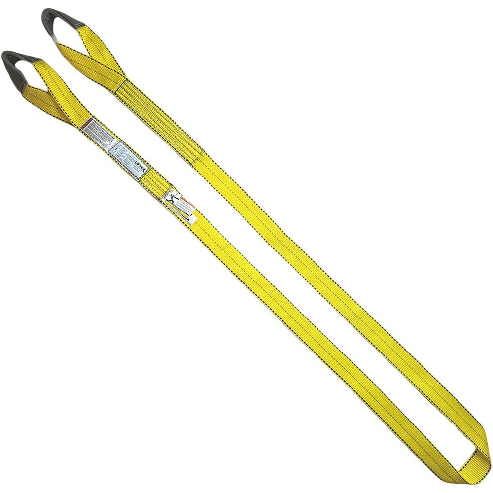 Twisted Eye & Eye, Type 4 Web Sling: 10' Long, 4" Wide, 6400 lb Vertical Capacity, Polyester