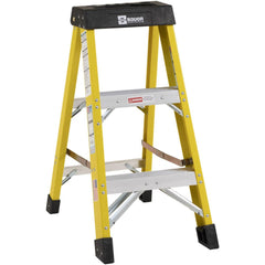 2 Step Fiberglass Foldable Step Ladder: Type IAA 375 lb Capacity 3' Height