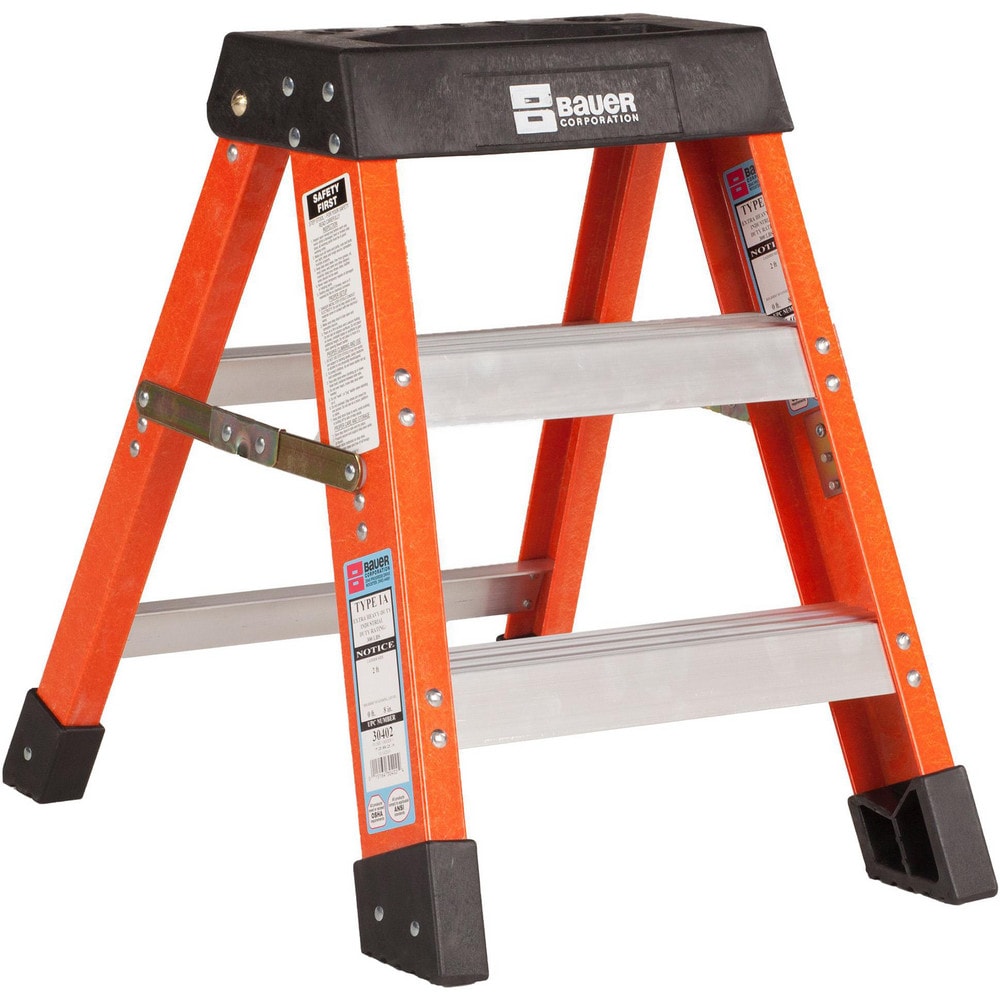 2 Step Fiberglass Foldable Step Ladder: Type IA 300 lb Capacity 2' Height