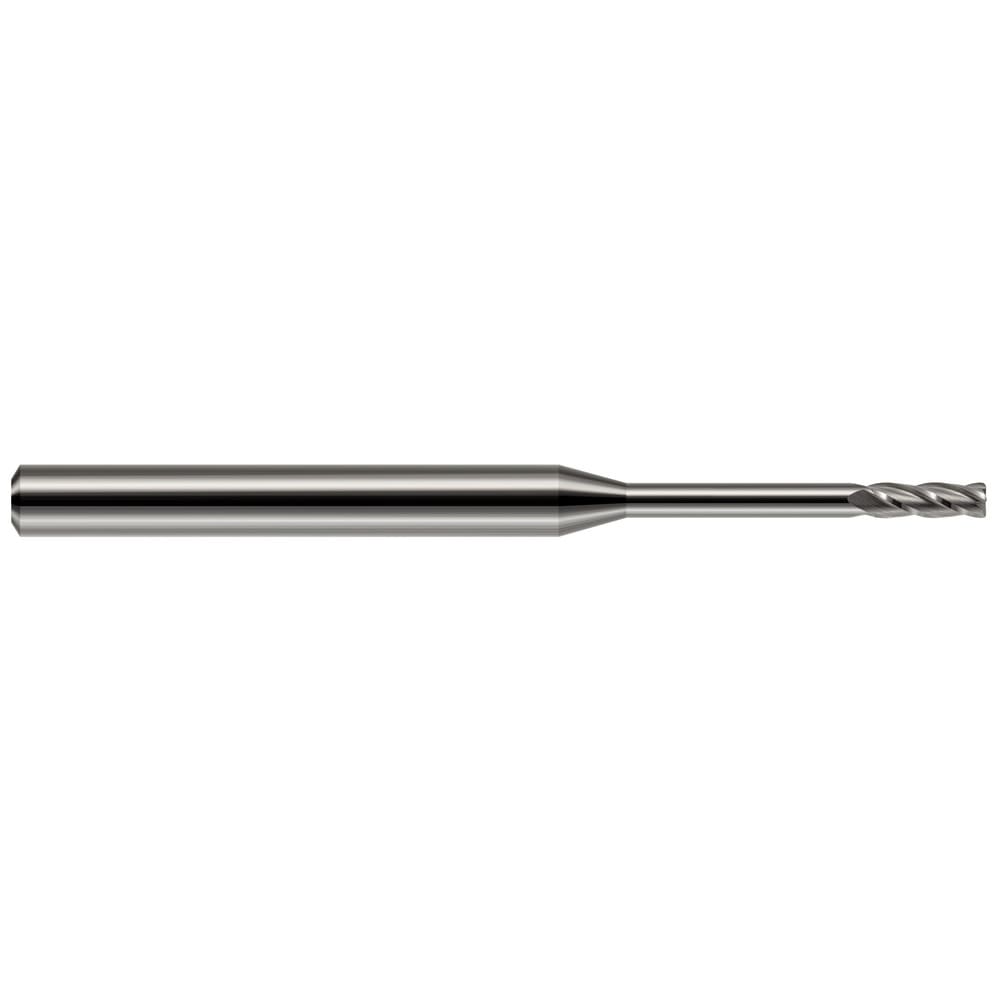 Corner Radius End Mill: 1/16" Dia, 0.186" LOC, 0.0100" Radius, 4 Flute, Solid Carbide