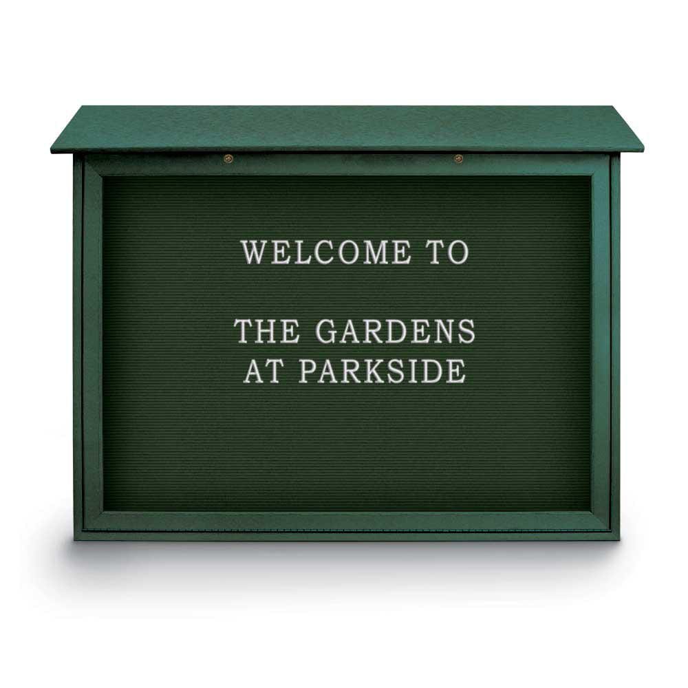 Enclosed Letter Board: 45" Wide, 36" High, Fabric, Woodland Green