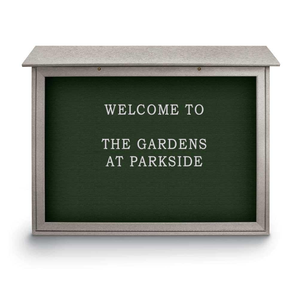 Enclosed Letter Board: 45" Wide, 36" High, Fabric, Woodland Green