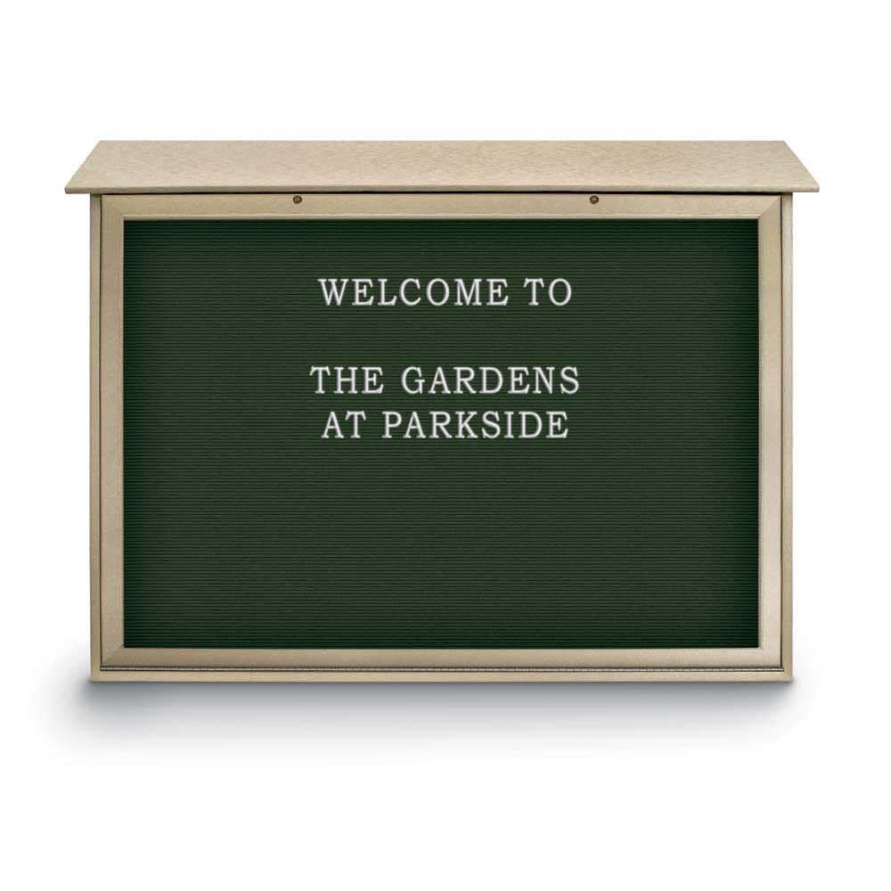 Enclosed Letter Board: 52" Wide, 40" High, Fabric, Woodland Green