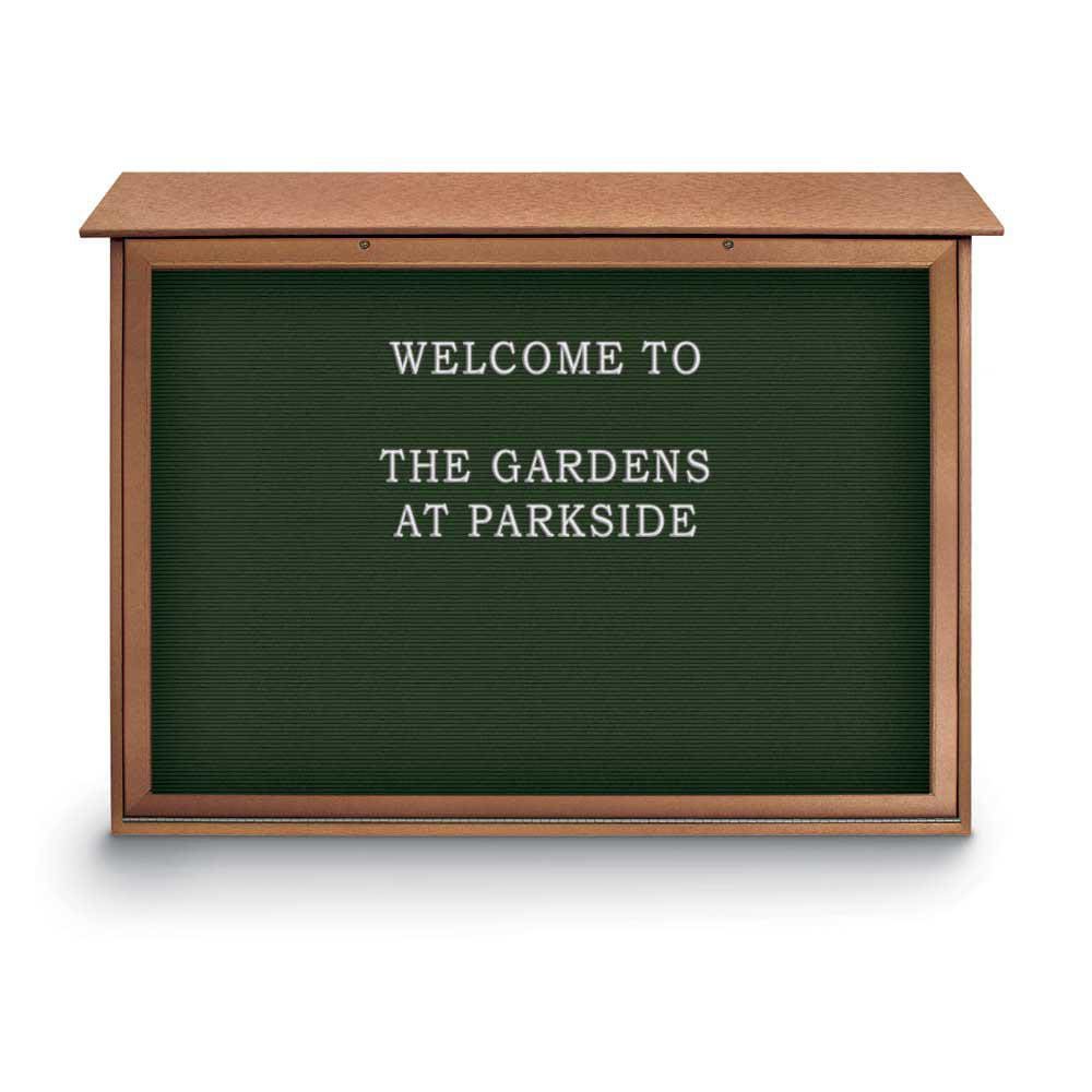 Enclosed Letter Board: 52" Wide, 40" High, Fabric, Woodland Green