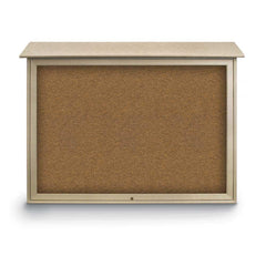 Enclosed Bulletin Board: 52" Wide, 40" High, Cork, Tan