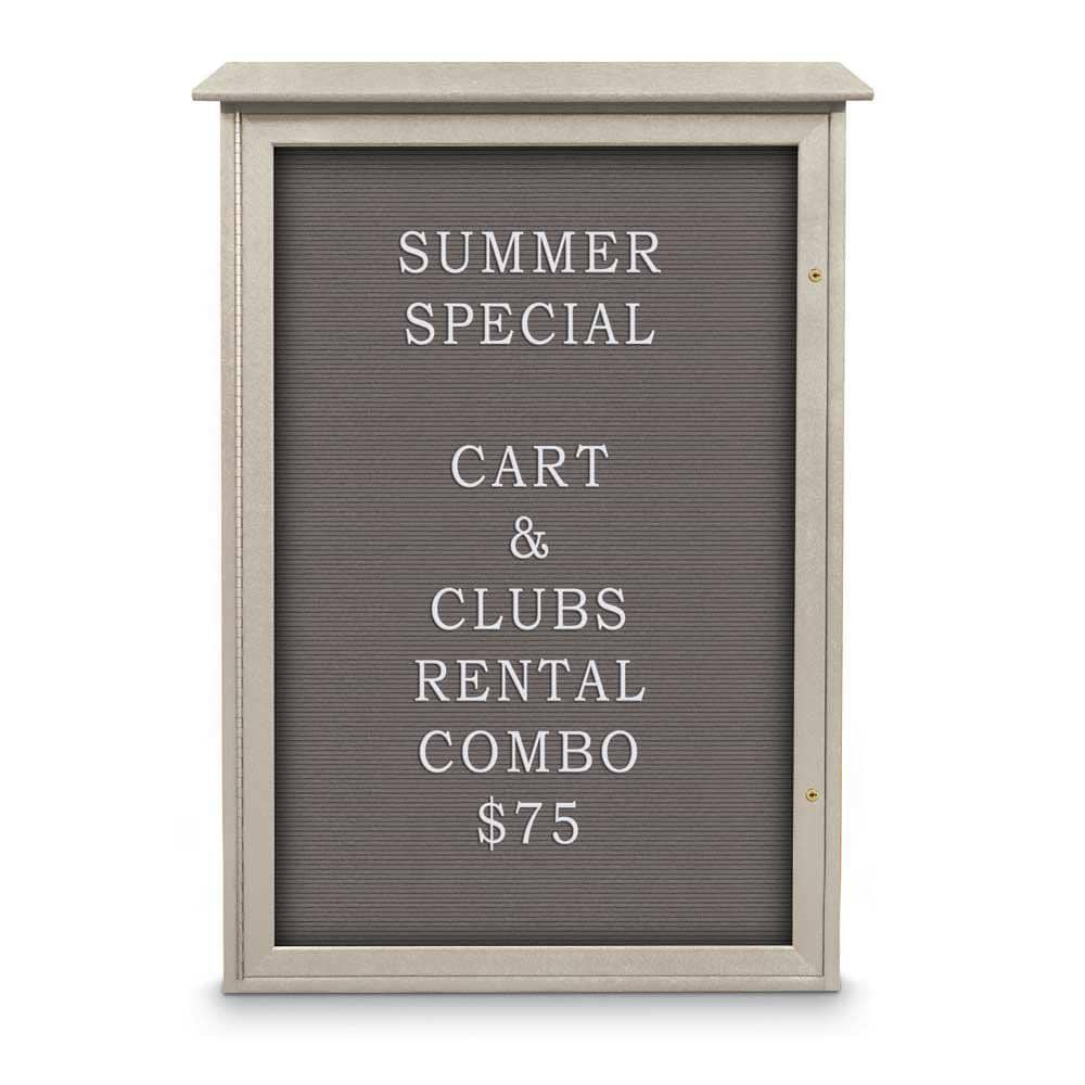 Enclosed Letter Board: 48" Wide, 32" High, Fabric, Gray