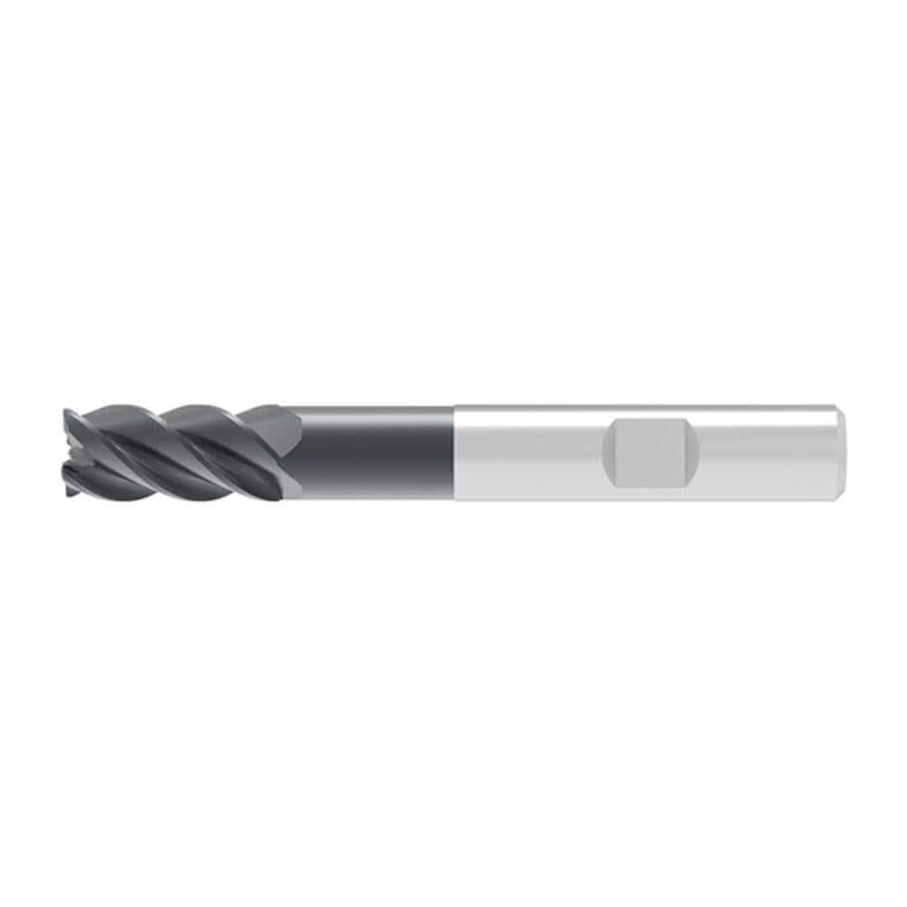 Corner Radius End Mill: 9.70 mm Dia, 22.00 mm LOC, 0.32 mm Radius, 4 Flute, Solid Carbide