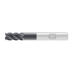 Corner Radius End Mill: 8.70 mm Dia, 22.00 mm LOC, 0.32 mm Radius, 4 Flute, Solid Carbide