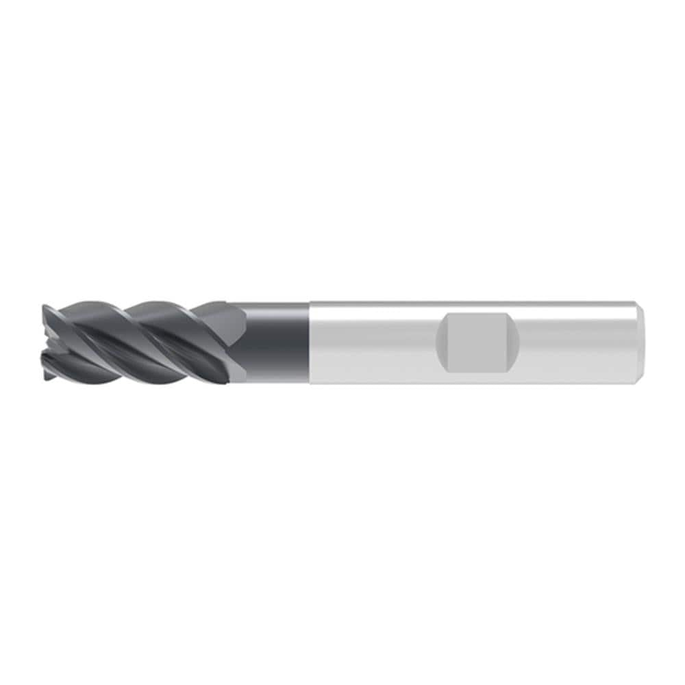 Corner Radius End Mill: 8.70 mm Dia, 19.00 mm LOC, 0.32 mm Radius, 4 Flute, Solid Carbide