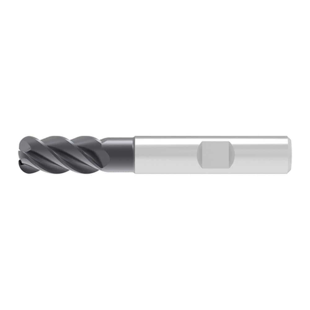 Corner Radius End Mill: 3.00 mm Dia, 8.00 mm LOC, 0.10 mm Radius, 4 Flute, Solid Carbide