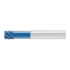 Corner Radius End Mill: 8.00 mm Dia, 9.00 mm LOC, 2.00 mm Radius, 6 Flute, Solid Carbide