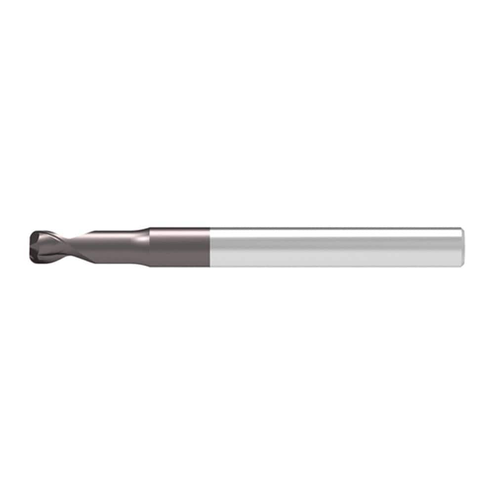 Corner Radius End Mill: 0.80 mm Dia, 0.80 mm LOC, 0.08 mm Radius, 2 Flute, Solid Carbide