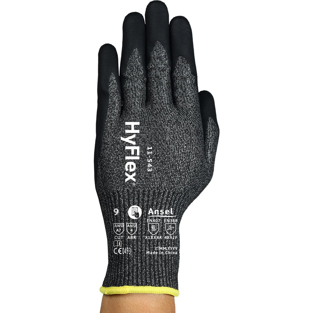 Cut, Puncture & Abrasion-Resistant Gloves: HyFlex 11-543, Size Small, ANSI Cut A7, ANSI Puncture 3, Nitrile, Stainless Steel, HPPE, Nylon & Spandex