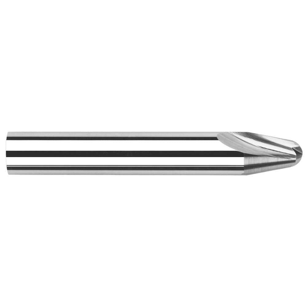 Tapered End Mill: 30 deg Angle per Side, 0.0500" Small Dia, 0.1920" LOC, 2 Flute, Tapered End