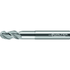 Ball End Mill: 3/16" Dia, 5/16" LOC, 3 Flute, Solid Carbide