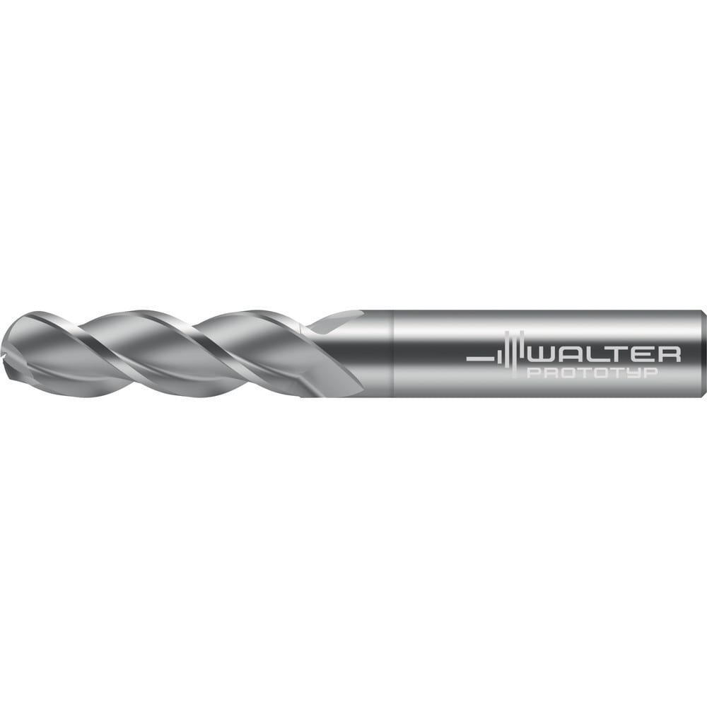 Ball End Mill: 1/2" Dia, 2" LOC, 3 Flute, Solid Carbide