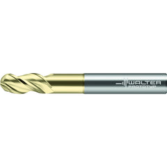 Ball End Mill: 3/16" Dia, 5/16" LOC, 3 Flute, Solid Carbide