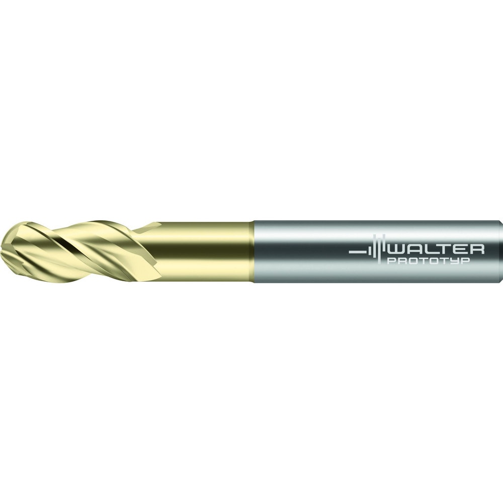 Ball End Mill: 1/8" Dia, 1/4" LOC, 3 Flute, Solid Carbide