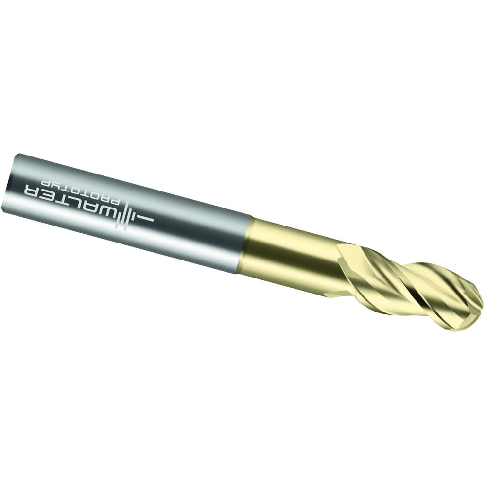 Ball End Mill: 1/2" Dia, 1" LOC, 3 Flute, Solid Carbide