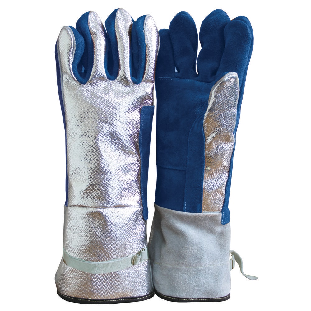 Heat-Resistant Gloves: Size Universal, Aluminized Back, Aluminized Carbon-Para Aramid Blend Coated, Carbon-Para Aramid Blend