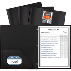 Portfolios, Report Covers & Pocket Binders; Color: Black; Overall Width: 9; Overall Length: 11.00; Material: Polypropylene