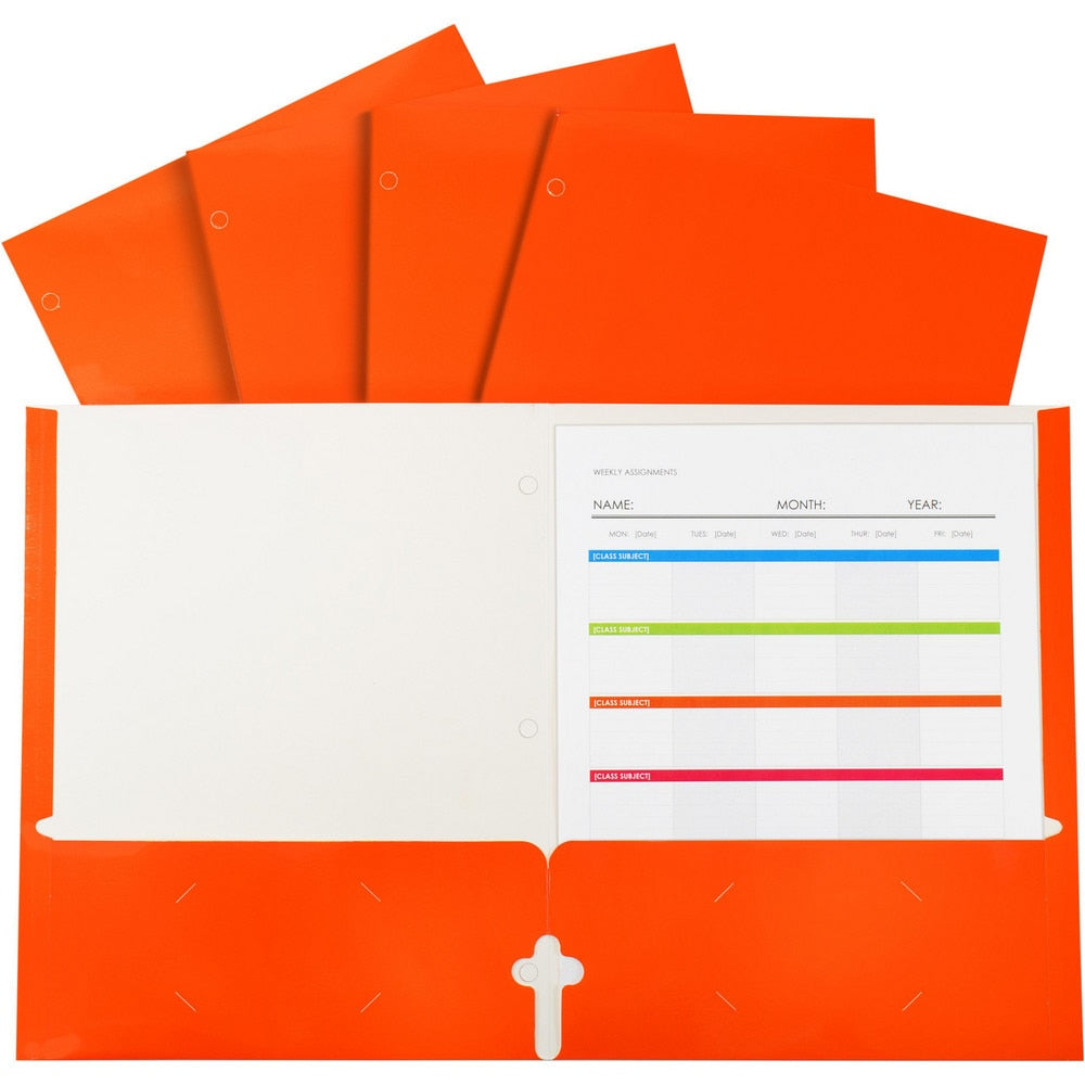 Portfolios, Report Covers & Pocket Binders; Color: Orange; Overall Width: 8.5 in; Overall Length: 11 in; Material: Paper