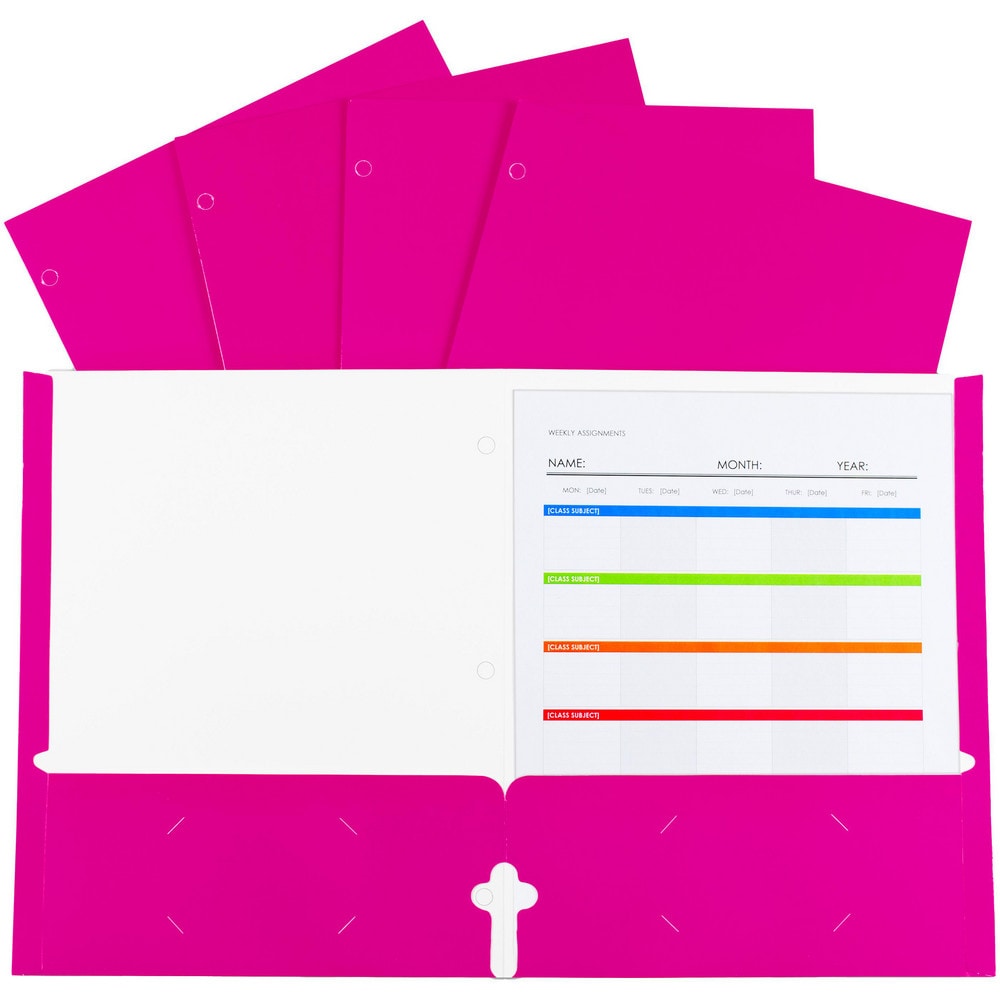 Portfolios, Report Covers & Pocket Binders; Color: Pink; Overall Width: 8.5 in; Overall Length: 11 in; Material: Paper